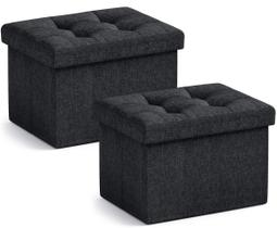 Conjunto doméstico Storage Ottoman Ornavo Home de 2 dobráveis 30x40x30cm pretos Conjunto doméstico Storage Ottoman Ornavo Home de 2 dobráveis 30x40x30cm pretos