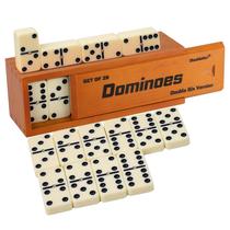 Conjunto Domino Double 6 Jumbo Size com Spinner 28 peças com caixa