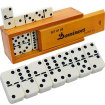 Conjunto Domino Queensell Dominos Double 6 com estojo de madeira para adultos