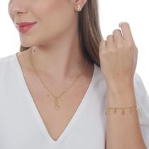 Conjunto Dorama Pulseira Colar e Brinco Ouro 18k