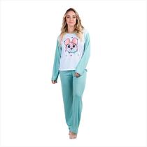 Conjunto Dormir Pijama Longo Adulto Feminino Frio Manga Comprida Estampa Sortida Poliéster Linha Noite Inverno 314