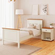 Conjunto Dormitório 1 Cama Solteiro 1 Mesa de Cabeceira Ananda CabeCasa MadeiraOriginals Bege/Imbuia/Offwhite Conjunto Dormitório 1 Cama Solteiro 1 Mesa de Cabeceira Ananda CabeCasa MadeiraOriginals Bege/Imbuia/Offwhite