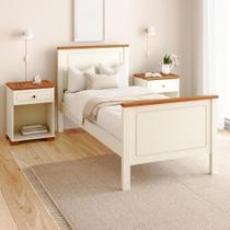 Conjunto Dormitório 1 Cama Solteiro 2 Mesas de Cabeceira Ananda CabeCasa MadeiraMadeira Imbuia/Offwhite