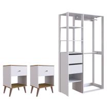 Conjunto Dormitório 3 peças Branco E Mel Placa e Ponto