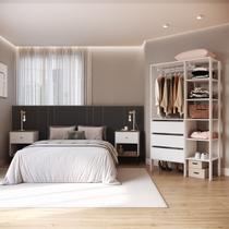 Conjunto Dormitório 3 peças Branco E Mel Placa e Ponto