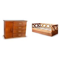 Conjunto Dormitório de Solteiro com Bicama e Cômoda Sapateira