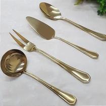 Conjunto Dourado de Talheres para servir com 4 pecas Conjunto Dourado de Talheres para servir com 4 pecas