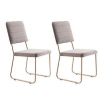 Conjunto Duas Cadeiras de Jantar Barcelona Veludo bege Base Aço Bege - OOCA Móveis Conjunto Duas Cadeiras de Jantar Barcelona Veludo bege Base Aço Bege - OOCA Móveis