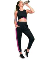 Conjunto Duas Peças DeMillus Dance Top 261836 + Calça 200836 Em Poliéster Fitness Preto Tamanho M Conjunto Duas Peças DeMillus Dance Top 261836 + Calça 200836 Em Poliéster Fitness Preto Tamanho M