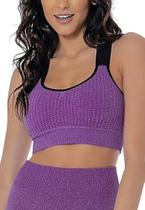 Conjunto Duas Peças Fitness Stadium DeMillus Calça 134 + Top 61226 Microfibra Sem Costuras Cor Amora