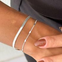Conjunto Duas Pulseiras Folheado a Prata 925 Prata Serena Conjunto Duas Pulseiras Folheado a Prata 925 Prata Serena
