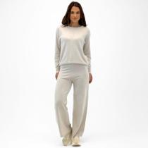Conjunto Dunialin de Lã Blusa com Calça Wide Leg Feminina Conjunto Dunialin de Lã Blusa com Calça Wide Leg Feminina