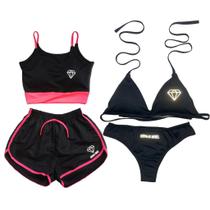 Conjunto Duo com Bojo + Biquíni estampas refletivas