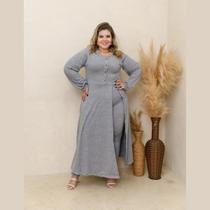 Conjunto Duo Elegance Maxi Vestido com Botões Calça Slim Plus Size Conjunto Duo Elegance Maxi Vestido com Botões Calça Slim Plus Size