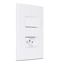 Conjunto Duplo com Interruptor simples + Tomada 20A Branco Sleek Margirius