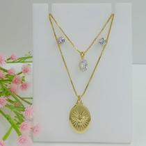 Conjunto Duplo Espírito Santo Folheado a Ouro 100189 Conjunto Duplo Espírito Santo Folheado a Ouro 100189