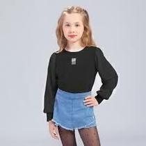 Conjunto e Blusa em Malha Jacquard Short-saia Jeans Lilydee Cor:PretoTamanho:6 Conjunto e Blusa em Malha Jacquard Short-saia Jeans Lilydee Cor:PretoTamanho:6