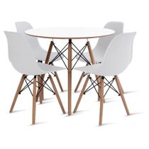 Conjunto Eames Mesa Branca 90cm e 4 Cadeiras Eames Branca