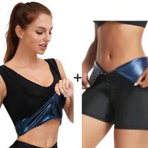 Conjunto Elástica Efeito Sauna Modeladora Gordura Fitness Seca Pronto Para Uso