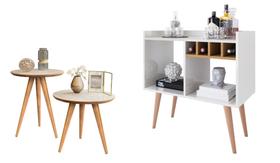 Conjunto Elegance - Aparador Buffet Bar + Mesa Apoio e Lateral - Off/Nat Conjunto Elegance - Aparador Buffet Bar + Mesa Apoio e Lateral - Off/Nat