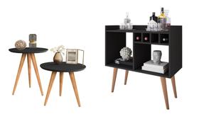 Conjunto Elegance - Aparador Buffet Bar + Mesa Apoio e Lateral - Preto Conjunto Elegance - Aparador Buffet Bar + Mesa Apoio e Lateral - Preto