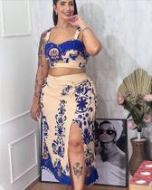 Conjunto Elegância Tropical Plus Size - Tamanho 46/48
