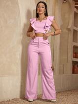 Conjunto Elegante Calça Pantalona E Cropped Emporio Pit Bull-85006