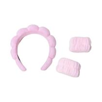Conjunto Elegante De 3 Peças: Faixas De Cabelo Com Bolhas, Pulseiras E Scrunchies Para Maquiagem