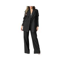 Conjunto Elegante De Blazer Feminino De Manga Comprida E Calça De Perna Larga ZANZEA, Roupa De
