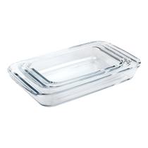 Conjunto Elegante de Travessas Retangulares em Vidro (1L, 1,6L, 2,2L) para Servir