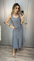 Conjunto Elegante Feminino Alfaiataria Saia e Colete
