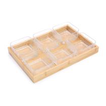 Conjunto Elegante para Petiscos em Bambu e Vidro 32cm