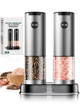 Conjunto elétrico de moedor de sal e pimenta em aço inoxidável