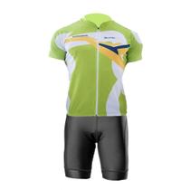 Conjunto Elite Bermuda Short Preto Camisa Verde Ciclismo