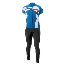 Conjunto Elite Camisa Azul Calça Top Preto Ciclismo Conjunto Elite Camisa Azul Calça Top Preto Ciclismo
