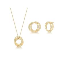 Conjunto elos entrelaçados banhado a ouro