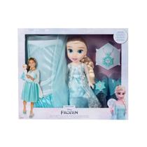 Conjunto Elsa Multikids com Boneca Articulada Vestido Infantil Tiara e Sapato para Crianças de 4 a 6 Anos