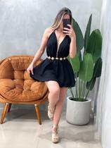 Conjunto em Crepinho Blusa Gola Boba e Shorts Saia Beatriz Ref. 1774