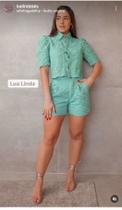 Conjunto em linho estiloso cor verde Conjunto em linho estiloso cor verde