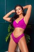 Conjunto em Microfibra e Renda com Bojo e Aro + Calcinha Fio Duplo