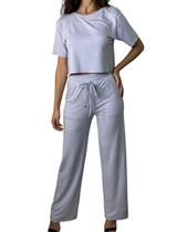 Conjunto em moletinho com calça pantalona REF350