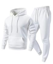 conjunto em moletom peluciado branco blusa com capuz e bolso canguru e calça com 2 bolsos e cordão de ajuste barra com punhos conjunto em moletom peluciado branco blusa com capuz e bolso canguru e calça com 2 bolsos e cordão de ajuste barra com punhos