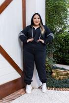 Conjunto Em Moletom Plus Size Calça E Blusa De Ziper E Capuz