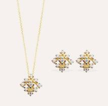 Conjunto em ouro 18k 750 com diamantes