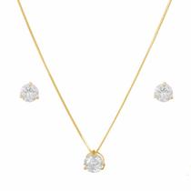 Conjunto Em Ouro 18k Corrente 45cm + Pingente 6mm + Brinco Conjunto Em Ouro 18k Corrente 45cm + Pingente 6mm + Brinco