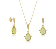 Conjunto Em Ouro 18k Pedra Natural Green Gold Conjunto Em Ouro 18k Pedra Natural Green Gold
