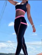 Conjunto em poliamida. sem transparencia top + calça