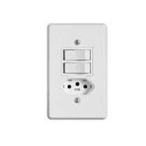 Conjunto embutir branco 2x4 2 tc simples + 1 tomada 20a 2p+t (pratika)