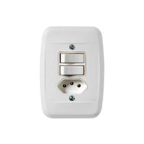 Conjunto Embutir C/Placa Branca - Pezzi 2 Interruptores Simples + 1 Tomada 10A