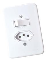 Conjunto Embutir Interruptor Tecla Simples + Tomada 20A Radial Pollar